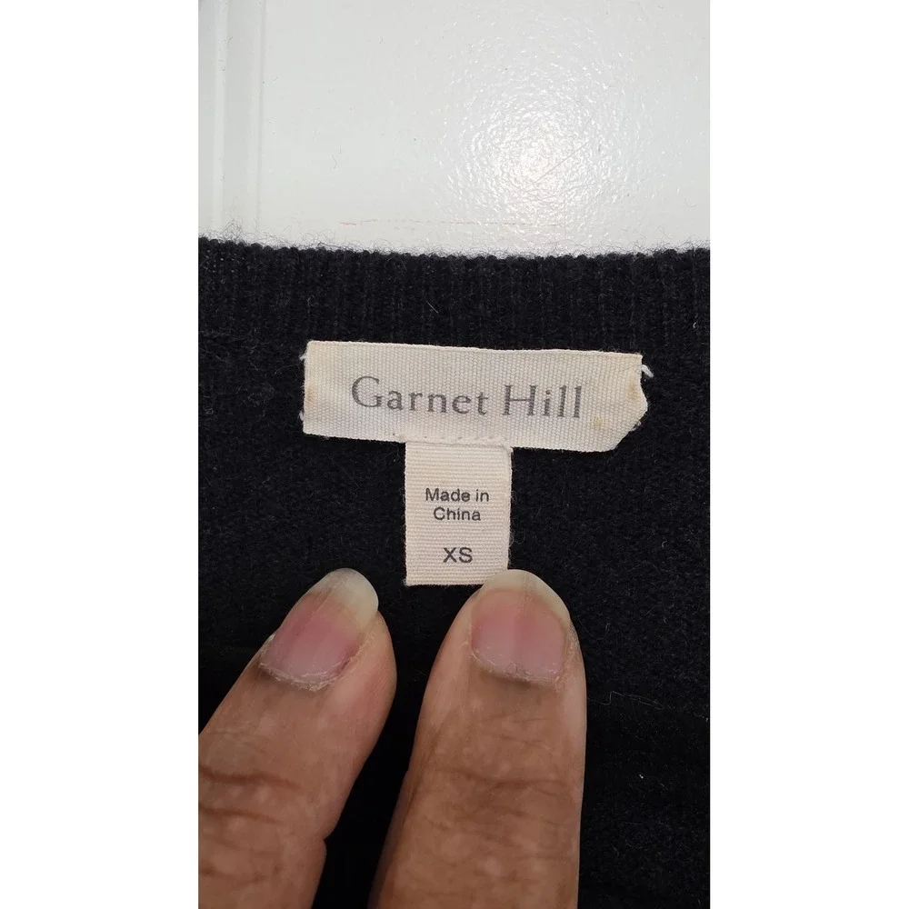Garnet Hill Sweater Womens XS Black Cashmere Lace Hem Layered Knit Dark Grunge